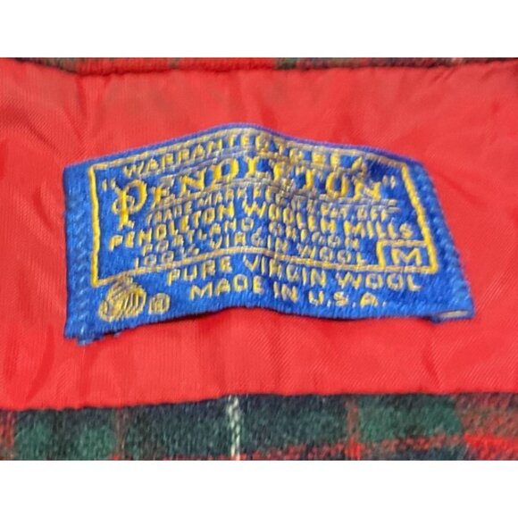 Vtg Pendleton Board Shirt M Virgin Wool Plaid Loop Collar Long Sleeve Shacket - Picture 3 of 4